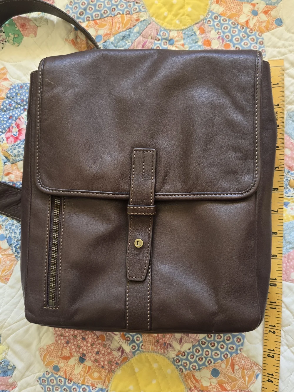 Levenger Brown Leather Messenger Crossbody Satchel 12